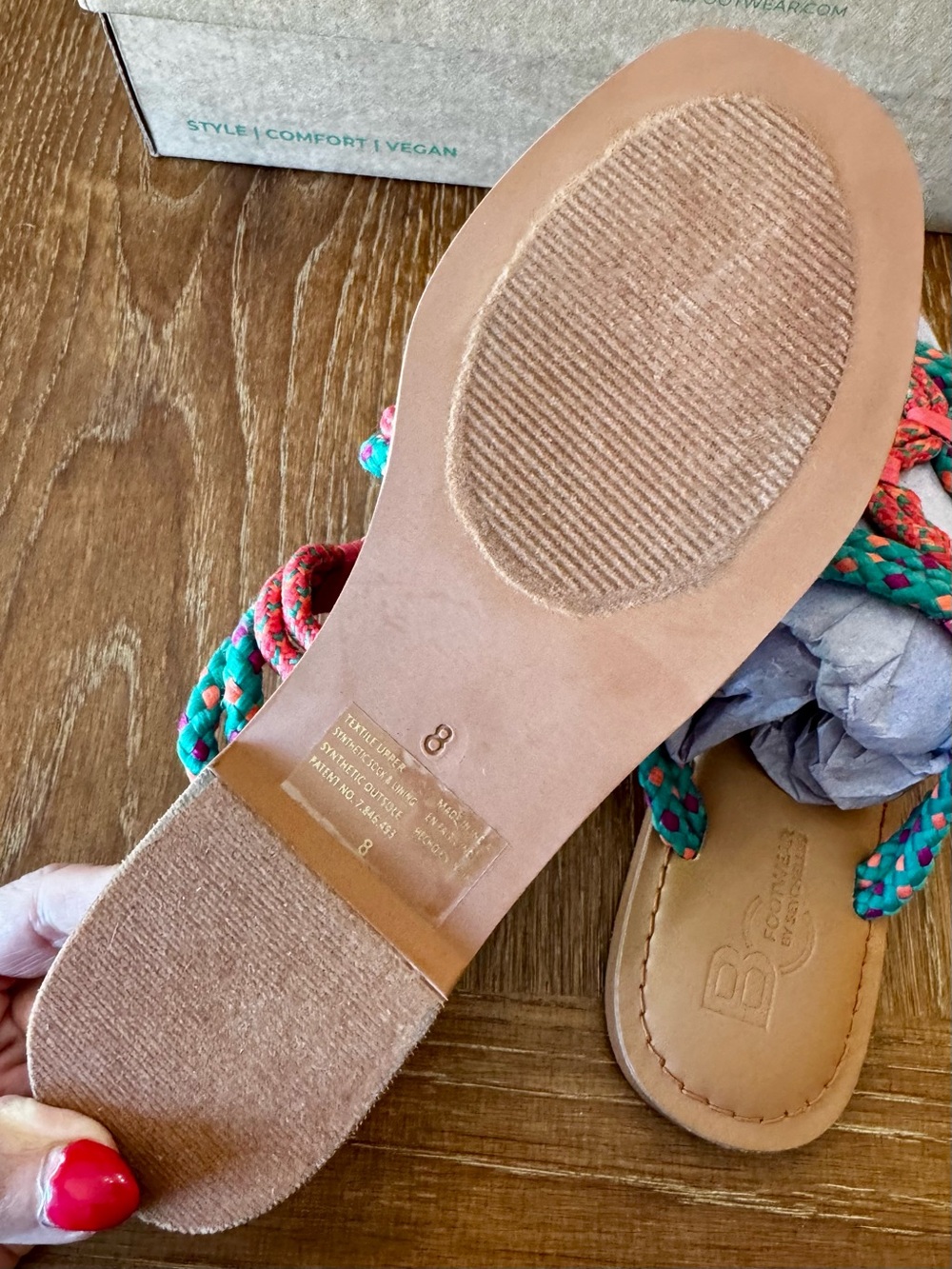 NIB BC Footwear Read My Mind multicolor rope sandals 8 - Picture 9 of 13